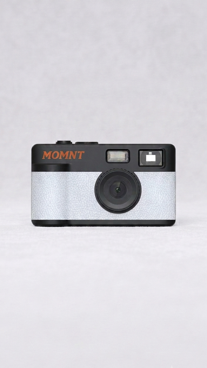 MOMNT Ivory — schermloze digitale camera in wit